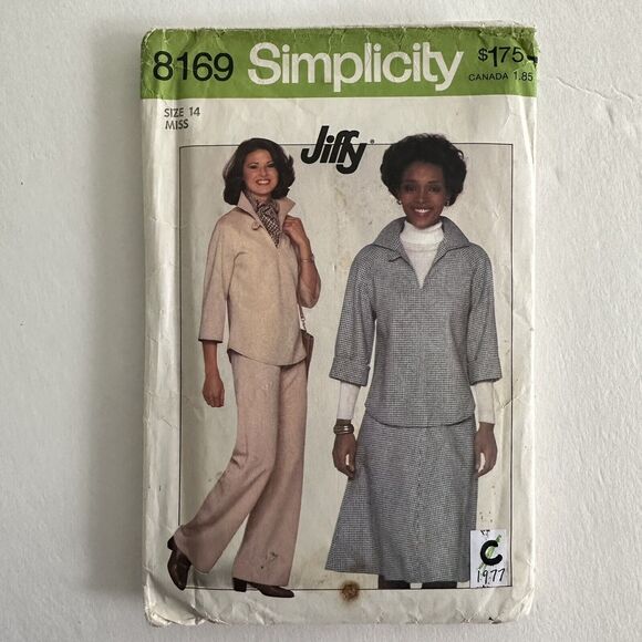 Vintage Simplicity  Pattern 8169 Misses Jiffy Pullover Top Pants & Skirt Sz 14 - Picture 1 of 2